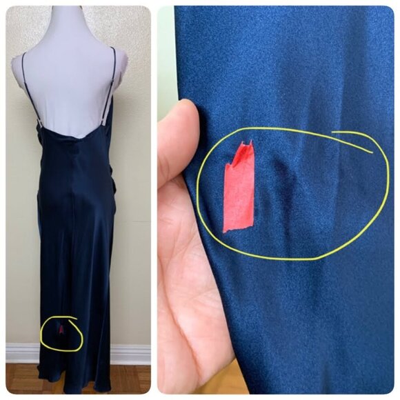 Amanda Uprichard GEORGINA Midi Satin Silk Ruched Dress MEDIUM in INK BLUE $277 - Picture 3 of 10